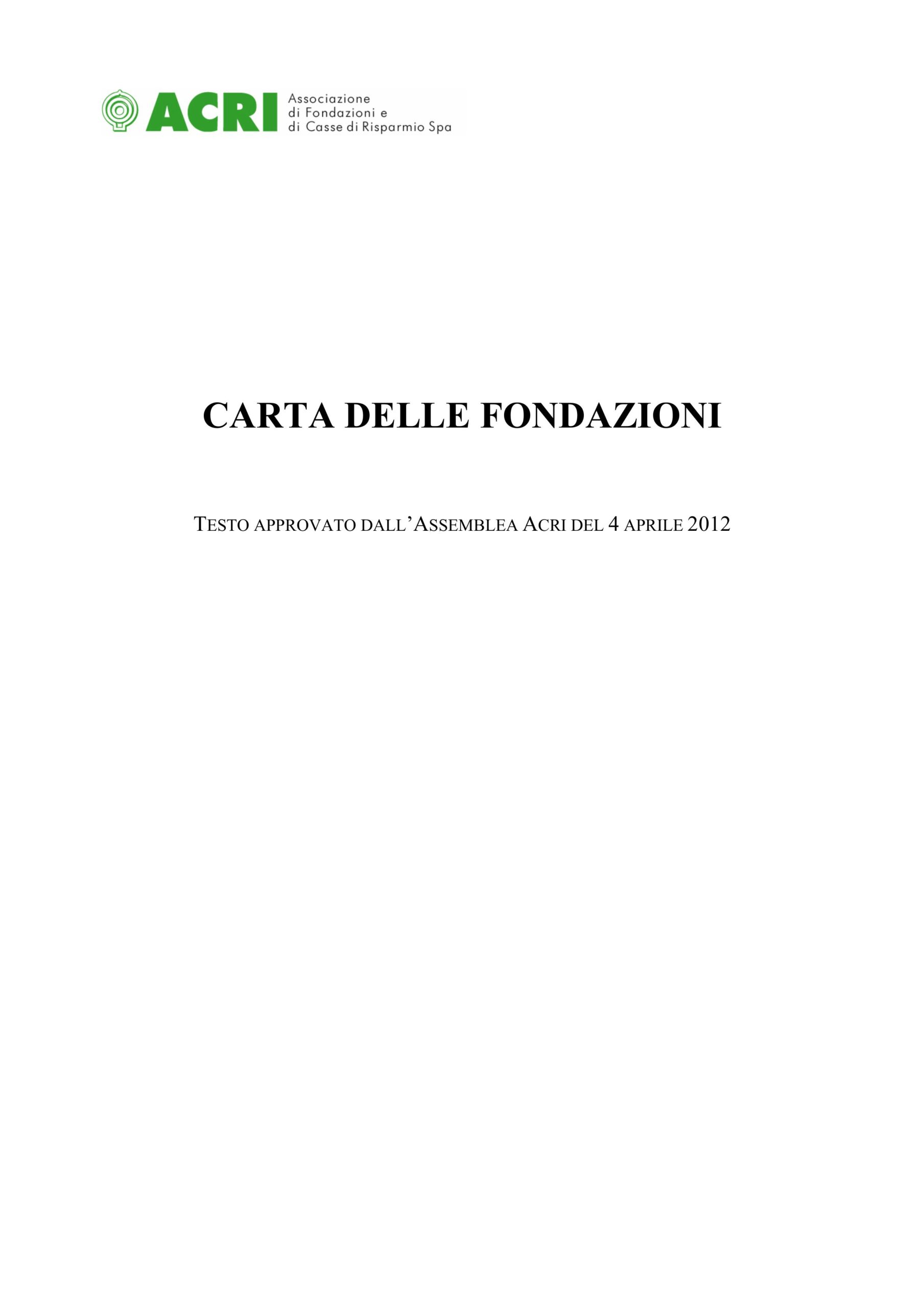 Carta delle Fondazioni 